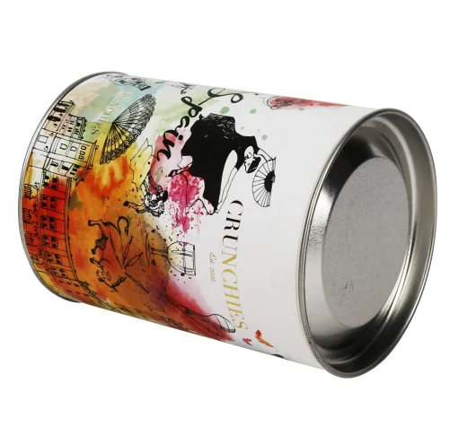 Peelable Lid Eco food grade Paper Canister Aluminum Foil Lining Paper Cans with metal lid(5)